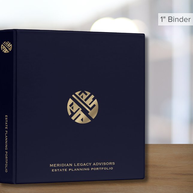 Estate Planning Portfolio Blue Gold Modern Logo Binder (Creator Uploaded)