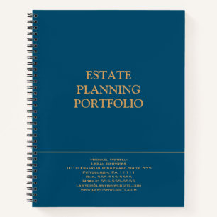 Estate Planning Portfolio - Blue   Gold Notebook