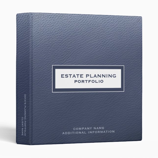 Estate Planning Portfolio Blue Leather Print Binder (Front/Spine)