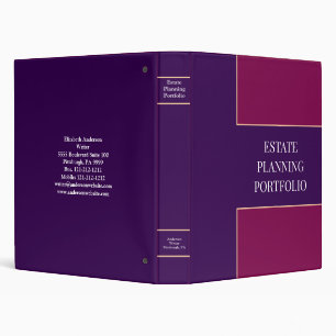 Estate Planning Portfolio Dark Purple & Magenta Binder