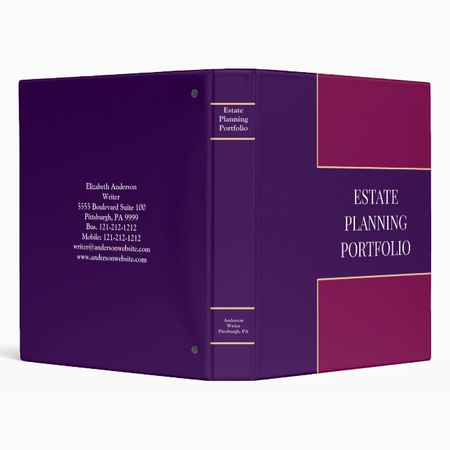 Estate Planning Portfolio Dark Purple & Magenta Binder (Background)
