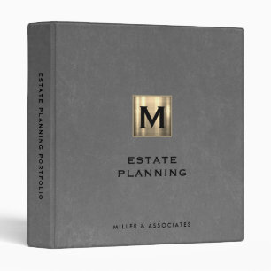 Estate Planning Portfolio Gray Leather Gold Binder