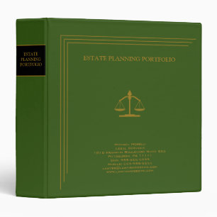 Estate Planning Portfolio - Green   Gold Binder