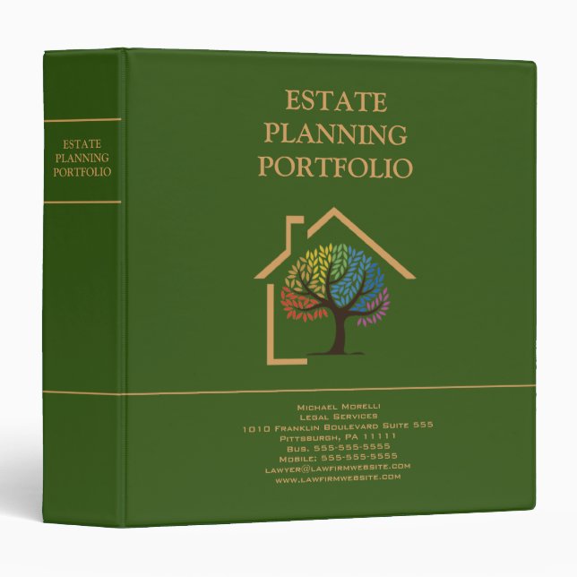 Estate Planning Portfolio - Green | Gold Binder (Front/Spine)
