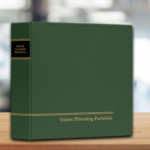 Estate Planning Portfolio Green Gold Binder