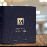 Estate Planning Portfolio Leather Blue Gold Binder<br><div class="desc">Designed for Estate Planners and Law and Legal firms. This binder is ideal for organizing your client's portfolio information.</div>
