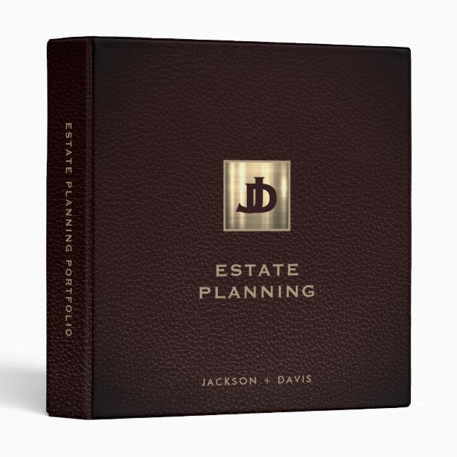 Estate Planning Portfolio Leather Gold Binder (Front/Spine)