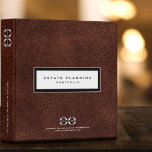 Estate Planning Portfolio Logo Leather Binder<br><div class="desc">Designed for Estate Planners and Law and Legal firms. This binder is ideal for organizing your client's portfolio information. Designed with a horizontal logo banner image (2560 x 1440 px), you can customize by changing the text and image using the fields provided, or use the "message" button to contact the...</div>