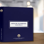 Estate Planning Portfolio Navy and Gold Binder<br><div class="desc">Elevate your estate planning practice with our sophisticated Estate Planning Portfolio. This navy and gold 3-ring binder is designed to impress and exude professionalism. The classic navy exterior is accentuated by a luxurious gold emblem, making a bold statement about your expertise and attention to detail. With its spacious capacity and...</div>