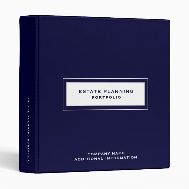 Estate Planning Portfolio Navy Blue Binder (Front/Spine)