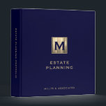 Estate Planning Portfolio Navy Blue Gold Binder<br><div class="desc">Designed for Estate Planners and Law and Legal firms. This binder is ideal for organizing your client's portfolio information.</div>