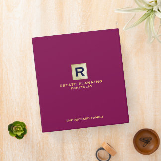Estate Planning Portfolio Navy Blue Leather Gold 3 Binder