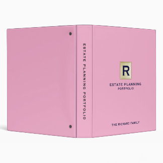 Estate Planning Portfolio Pink Leather Gold 3 Binder