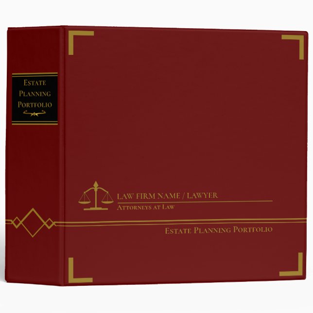 Estate Planning Portfolio - Red | Black Binder (Front/Spine)