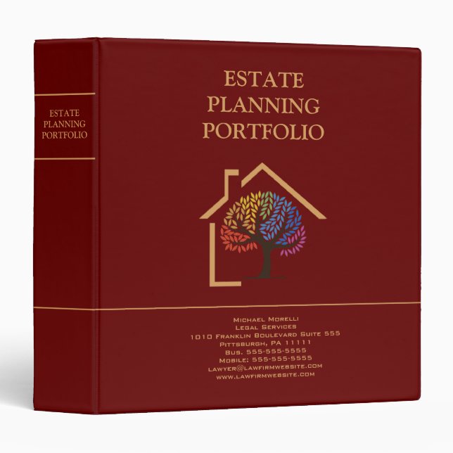 Estate Planning Portfolio - Red | Gold Binder (Front/Spine)