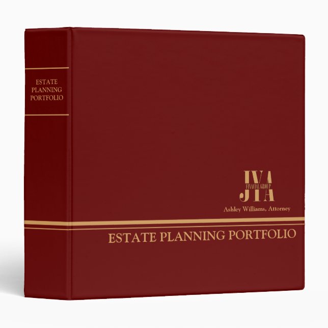 Estate Planning Portfolio - Red | Gold Binder (Front/Spine)