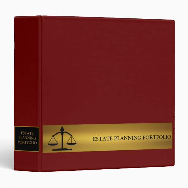 Estate Planning Portfolio - Red | Gold Binder (Front/Spine)