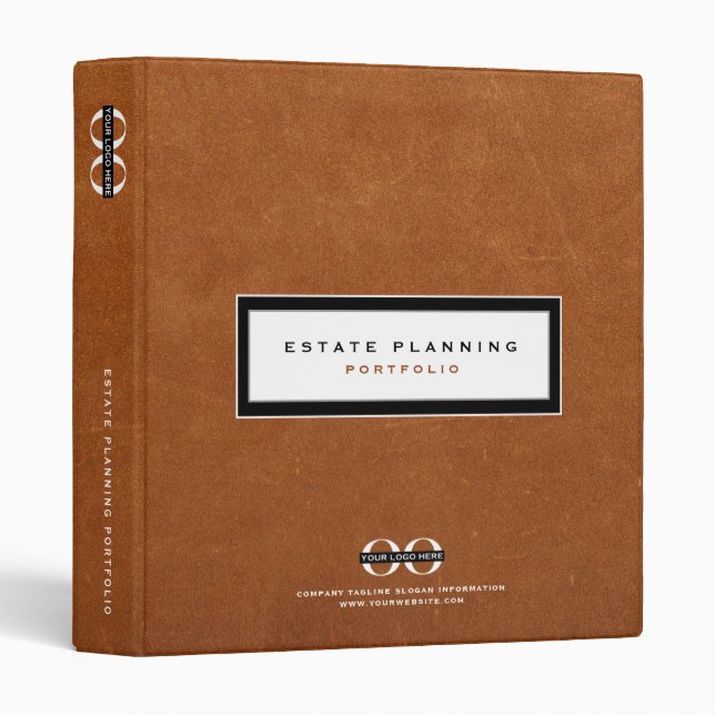 Estate Planning Portfolio Sable Leather Logo Binder (Front/Spine)