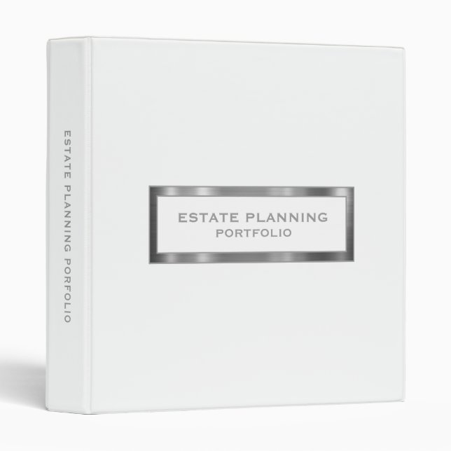 Estate Planning Portfolio White Brushed Metal Binder (Front/Spine)