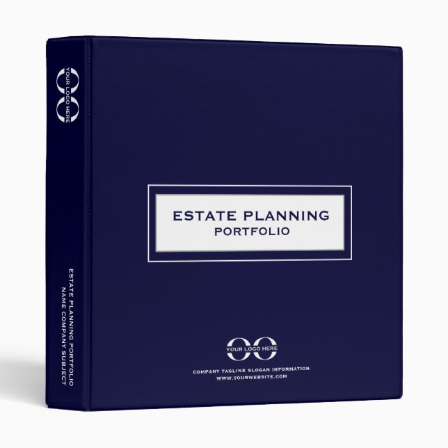 Estate Planning Portfolio with Logo Navy Blue Binder (Front/Spine)