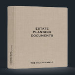 Estate Planning Trust Documents Binder<br><div class="desc">Estate Planning Trust Documents binder with stylish modern linen print background and fully customizable text. Use for your personal estate planning or for clients if you are a financial advisor or estate planner. Keep your trust,  will,  power of attorney,  instructions,  and other documents organized and safe.</div>