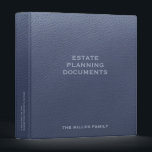 Estate Planning Trust Documents Binder<br><div class="desc">Estate Planning Trust Documents binder with professional faux blue leather look background and fully customizable text. Use for your personal estate planning or for clients if you are a financial advisor or estate planner. Keep your trust,  will,  power of attorney,  instructions,  and other documents organized and safe.</div>