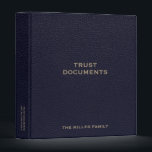 Estate Planning Trust Documents Binder<br><div class="desc">Estate Planning Trust Documents binder with professional faux blue leather look background and fully customizable text. Use for your personal estate planning or for clients if you are a financial advisor or estate planner. Keep your trust,  will,  power of attorney,  instructions,  and other documents organized and safe.</div>