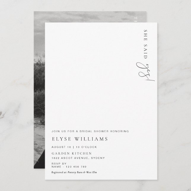 Estelle Minimalist Bridal Shower Invitation (Front/Back)
