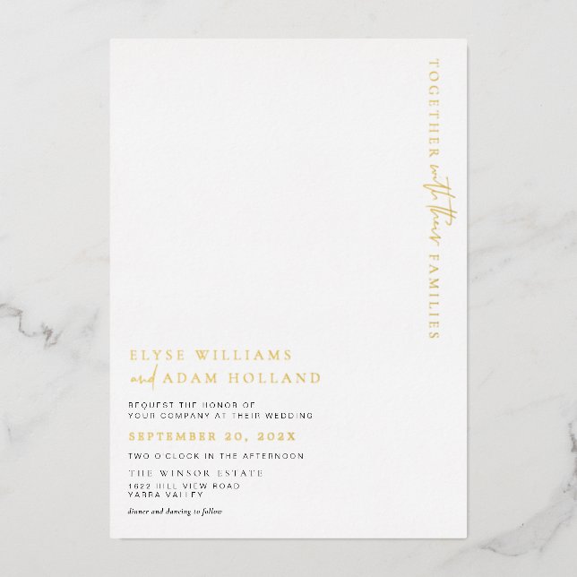 Estelle Minimalist Gold Foil Wedding Invitation (Front)