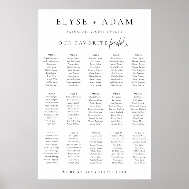 Estelle Modern Minimal 15 Table Seating Poster (Front)