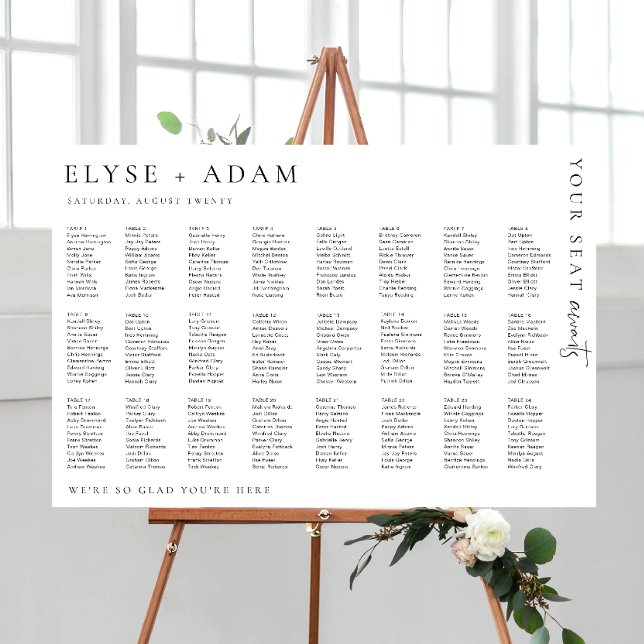 Estelle Modern Minimal 24 Table Seating Poster (Estelle Your Seat Awaits 24 Table Seating Chart )