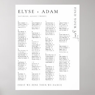 Estelle Modern Minimal Alphabetical Seating Poster