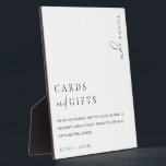 Estelle Modern Minimal Cards & Gifts Sign Plaque<br><div class="desc">This cards and gifts sign features a modern calligraphy script heading and minimalist design. The script text heading is an image that cannot be edited. The heading image can be resized to fit any poster size. All of the other text is fully editable. For more advanced customization of this design,...</div>