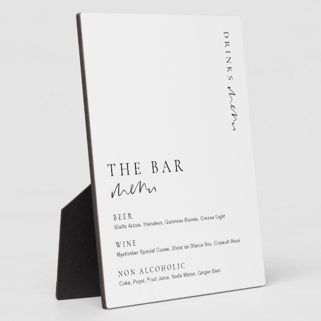 Estelle Modern Minimal The Bar Menu Sign Plaque (Side)