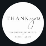 Estelle Modern Minimalist Thank You Favour Sticker<br><div class="desc">These favour stickers feature a modern hand-lettered script heading and minimalist design. The script text heading is an image that cannot be edited. All of the other text is fully editable. For more advanced customization of this design,  simply select the "Customize It" button above.</div>