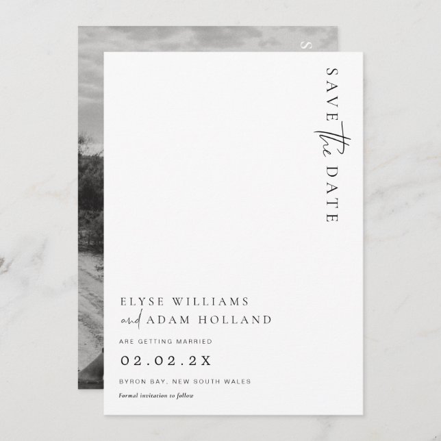 Estelle Modern Minimalist Wedding Save The Date Invitation (Front/Back)