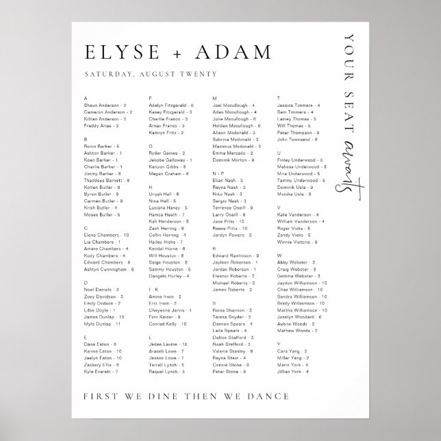 Estelle Poster minimal de siège alphabétique moder (Devant)