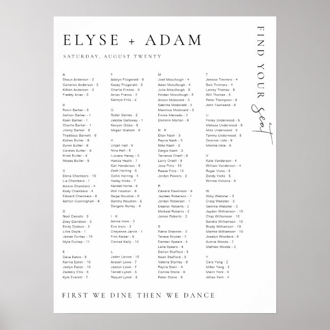 Estelle Poster minimal de siège alphabétique moder (Devant)