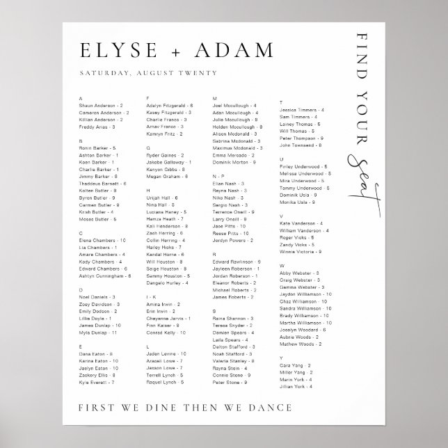 Estelle Poster minimal de siège alphabétique moder (Devant)