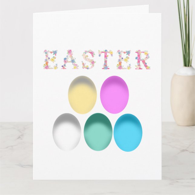 Ester coloured eggs, many colours   card (Front)
