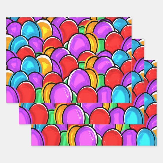 Ester coloured eggs, many colours wrapping paper sheet (Set)