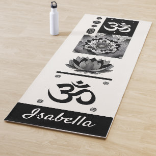Esterilla De Yoga om and flower of lotus in black Yoga Mat