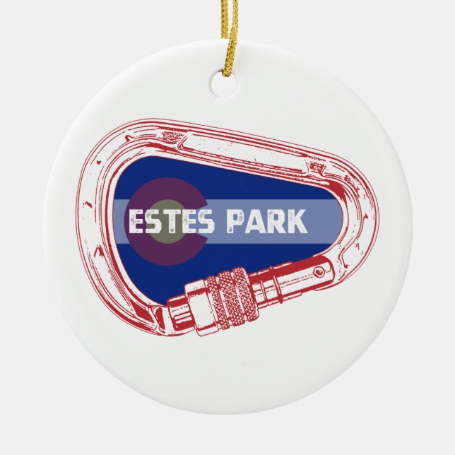 Estes Park Climbing Carabiner Ceramic Ornament (Front)