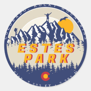 Estes Park Colorado Flag Mountains Hiking Souvenir Classic Round Sticker