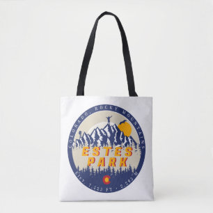 Estes Park Colorado Flag Mountains Hiking Souvenir Tote Bag