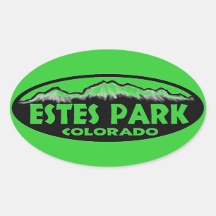 Estes Park Colorado green oval stickers
