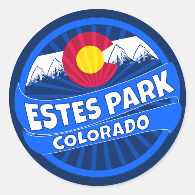 Estes Park Colorado mountain burst sticker (Front)