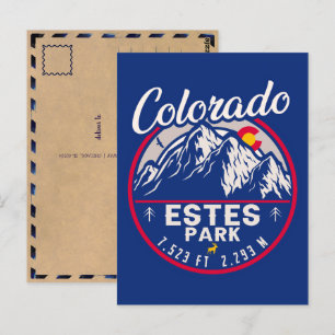 Estes Park Colorado Mountains Retro Sunset Skiing Postcard