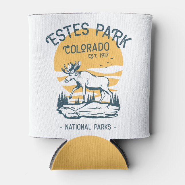 Estes Park Colorado National Park Moose Sunset  Can Cooler (Front)