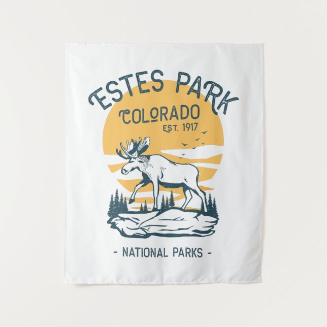 Estes Park Colorado National Park Moose Sunset  Tapestry (Front)
